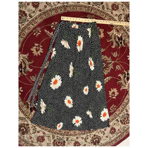 Vintage Black Floral Maxi Skirt